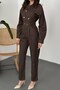 Brown Denim Jumpsuit - 4