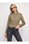 65390 100% Cotton Button Detailed Denim Jacket-Khaki - 2
