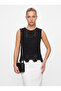 Women's Crochet Black Button Back Bluz with Standard Size