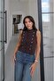 Brown Ornamental Buttoned Knitwear Vest
