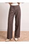 72791 Wide-Leg Pleated Cotton Trousers-Brown - 3