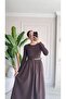 Women's Boat Neck Long Sleeve Belted Two-Tone Maxi Dress - 4