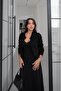 Black Openwork Knitwear Cardigan Blouse Skirt Set - 2
