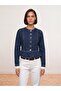 65395 100% Cotton Crew Neck Denim Jacket-Navy Blue - 5