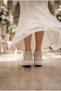 Elara Women's White Special Design Stoned Wedding Dress Evening Dress Sports Shoes Bride Slippers and Pearl Crown Gift - 6