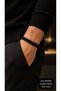 Pradeno Jetstone Black Leather Men's Bracelet - Double Row Shiny Beads