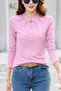 Women's long sleeve mandarin collar modal blouse with chinese knot detail