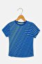 Kids Boy Monogram Pattern Short Sleeve T-Shirt, Blue - 2