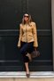 Gabardine Fabric Stripe Pocket Detail Double Zipper Premium Series Lined Waist-Tapered Padded Mid-Length Equivalent Design Jacket Trench Coat Coat - 7