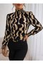 Women's long sleeve turtleneck patterned supreme blouse - 4