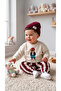 Tedy Teddy Bear Printed Flexible Comfortable Fabric Sweatshirt, Striped Elastic Waist Flexible Fabric Pants and Printed Socks 3-Piece Baby Boy Set - 3