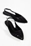 Women's Black Stylish Stoned Anje Pointed Toe Evening Dress Shoes - 2