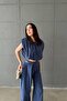 Navy Blue Modal Blouse and Pants Set - 2