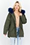 Women Solid Parka Jacket, Olive