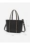 Women's Gold Studded Detailed Hand and Shoulder Bag - Black - 2