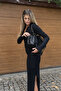 Black Polo Collar Knitwear Look Maxi Dress - 4