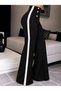 Women's high-waisted, button-front, side-stripe detail, gradually flared imported crepe pants. - 2