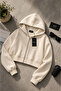 Premium Şeker Kasar Hooded Zippered Pocketless Women's Crop Cardigan