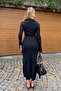Black Polo Collar Knitwear Look Maxi Dress - 6