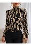 Women's long sleeve turtleneck patterned supreme blouse