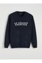 Crew Neck Slogan Printed Men's Knit Sweater - 5