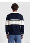 Polo Yaka Color Block Men's Knitwear Sweater - 4