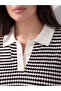 Plus Size Polo Collar Striped Women's Knitwear Sweater - 2