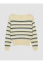 Boat Neck Striped Women's Knitwear Sweater - 6