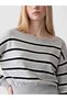Boat Neck Striped Women's Knitwear Sweater - 3