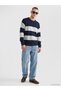 Rmz Gi̇yi̇m Farkiyla Zero Roba Collar Striped Men's Knitwear Sweater - 2