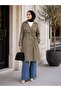 Women's Buttoned Double-Breasted Collar Belted Fillet Pocketed Trench Coat - 4