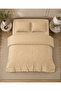 100% Cotton 55 Thread Double Duvet Cover Set with Elastic Sheets 4 Pieces Beige - 3