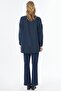 Double Pocket High Collar Blouse Navy Blue - 4
