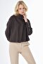 Shiny Buttoned Cotton Lyocell Blouse Coffee