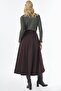 High Waist Pleated Skirt Brown - 5