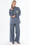 Embroidery Detailed Jacket Blue - 3
