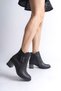 Noemi Buckle Zippered Orthopedic Sole Heeled Women's Boots Cst - Black - 2