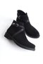 Almila zippered elastic orthopedic sole heeled suede women's boot sst - black - 5