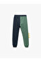 Color Blocked Cotton Tie-Waist Shirred Jogger Sweatpants - 5
