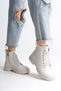 Bloom lace-up zippered orthopedic sole women's boot ckt - cream - 3