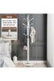 Freestanding Metal Coat Rack Stand, Free Standing Hall Tree, Home Entry-way Hat Hanger Organizer, Natural Marble Base, with 12 Hooks for Hanging Scarf, Bag, Jacket (White) - 2