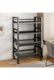 Kitchen Storage Rack Adjustable Multi-Tier with Wheels, 4 Tier Kitchen Organizer Mobile Shelving Unit, Rolling Utility Slide Out Organizer with 2 Shelf and 2 Storage Basket - 2