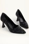 Textured Pointed Toe Thin Heeled Stiletto Women's Shoes