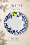 Set of 6 Lemon and Navy Blue Patterned 26 cm Porcelain Serving Plates – Breakfast Presentation Plates - 4