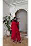 Women's Oversize Comfortable Fit 3-Piece Kimono Shirt and Pants Set with Tie Detail - 2