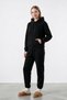 Women's Black 3 Thread Fleece Hooded Tracksuit Set