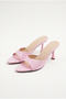 Women's Pink Patent Leather Open-Toe Thin Heeled Slippers 50021013