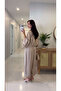 Folde Beige Bat Sleeve Zippered Trousers Set - 2