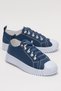 Women's Easy-To-Wear Rubber Lace-Up Sports Linen Sneaker Shoes Dark Blue - 3