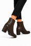 Zippered Thick Heeled Pointed Toe Women's Boots Brown - 2